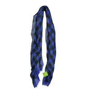 Vera‎ Bradley Soft Fringe Scarf Alpine Buffalo Check Plaid Rayon Blue Purple NWT